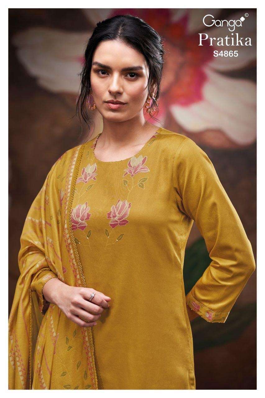GANGA FASHION PRATIKA 4865 COTTON PRINT HANDWORK SALWER KAMEEZ BEST RATE SUPPLIER 