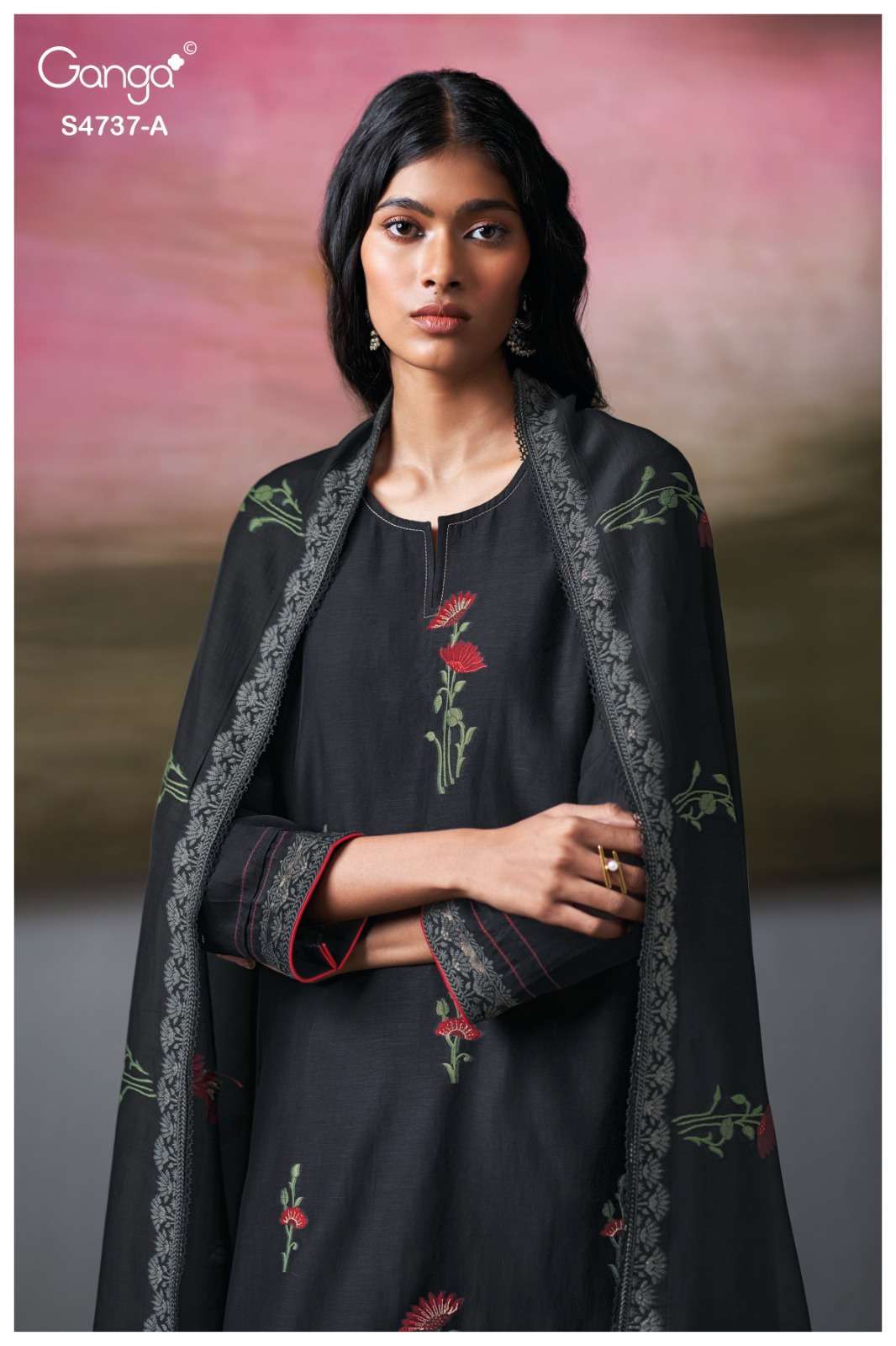 GANGA FASHION QIRISHA 4737 CHANDERI HAND EMBROIDERY SUIT WHOLESALER BEST RATE 2026