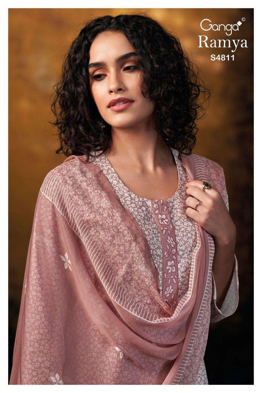 GANGA FASHION RAMYA 4811 COTTON EMBROIDERED SALWER KAMEEZ BEST RATE SUPPLIER IN SURAT 