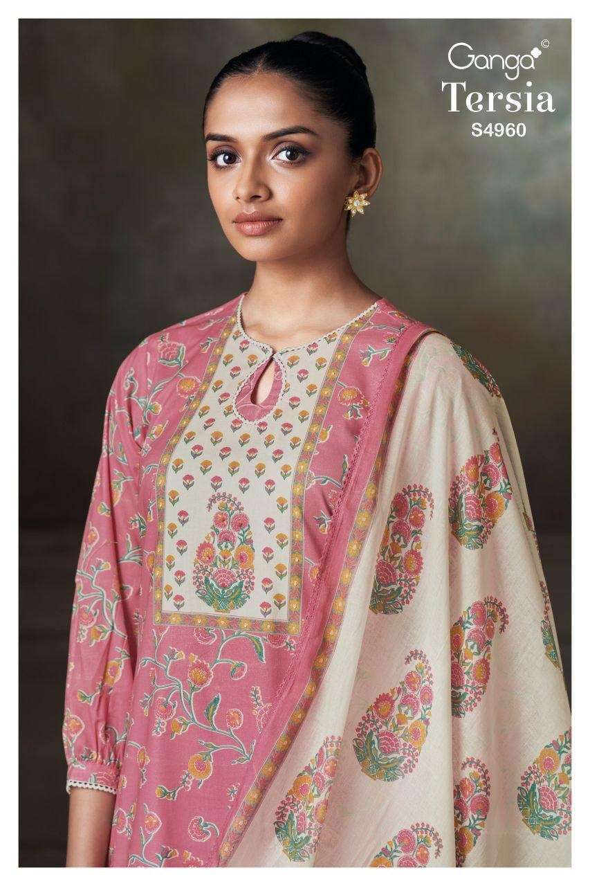 GANGA FASHION TERSIA 4960 COLORS HANDWORK SUIT WHOLESALER BEST RATE 2026