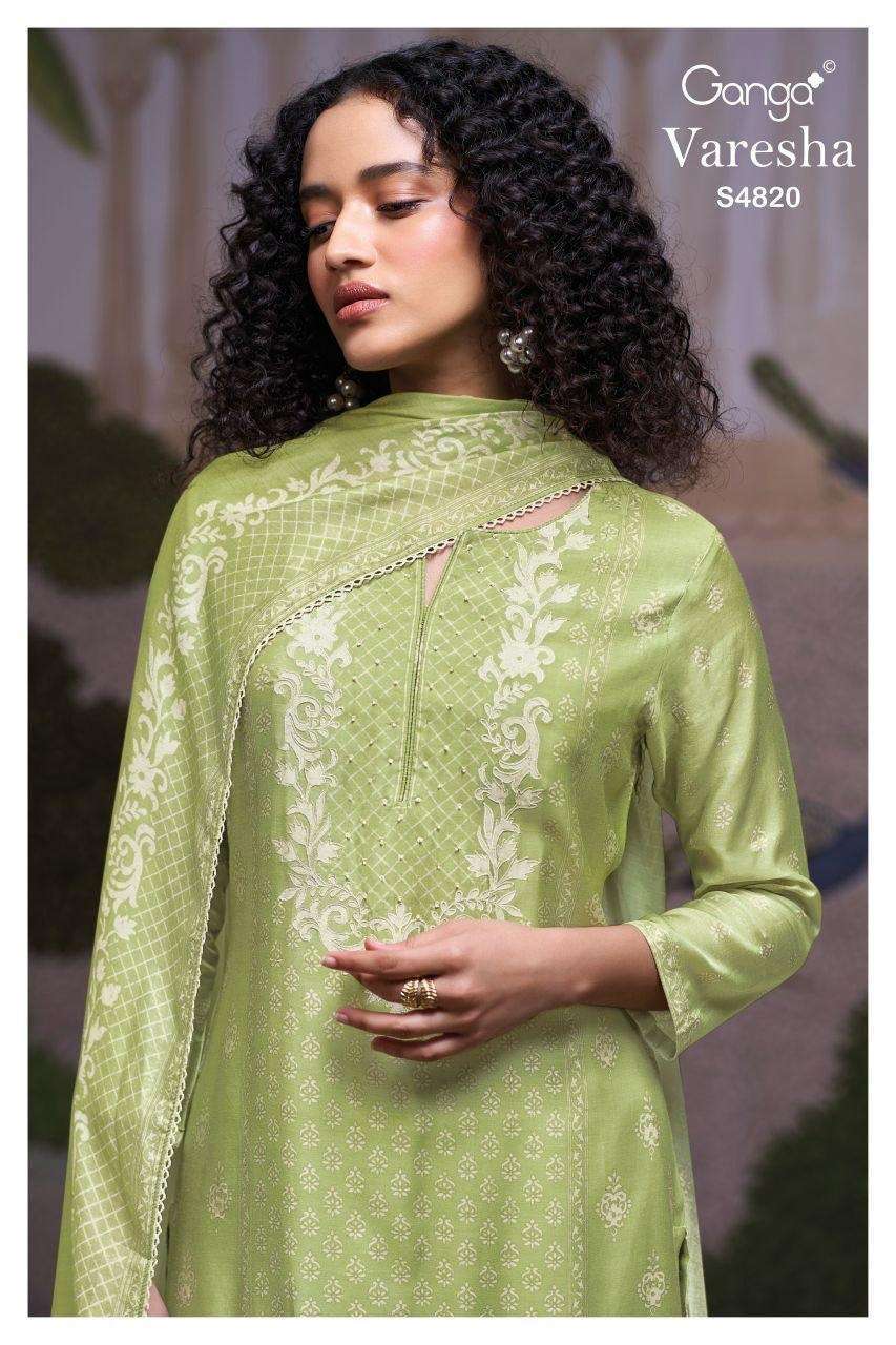 GANGA FASHION VARESHA 4820 COTTON PRINT HAND EMBROIDERY SUIT WHOLESALER BEST RATE 2026