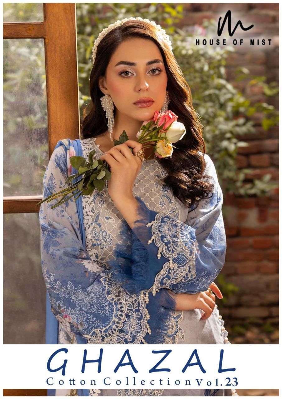 HOUSE OF MIST GHAZAL VOL 23 PURE COTTON PRINTED SUIT WHOLESALER BEST RATE 