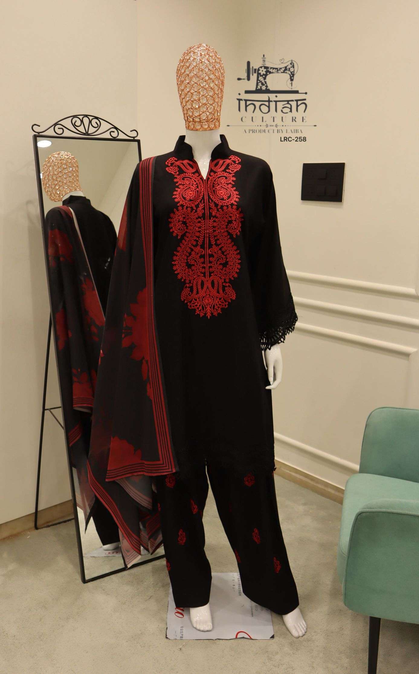 INDIAN CULTURE LRC 285 PURE LAWN FANCY WORK READYMADE SUIT WHOLESALER 