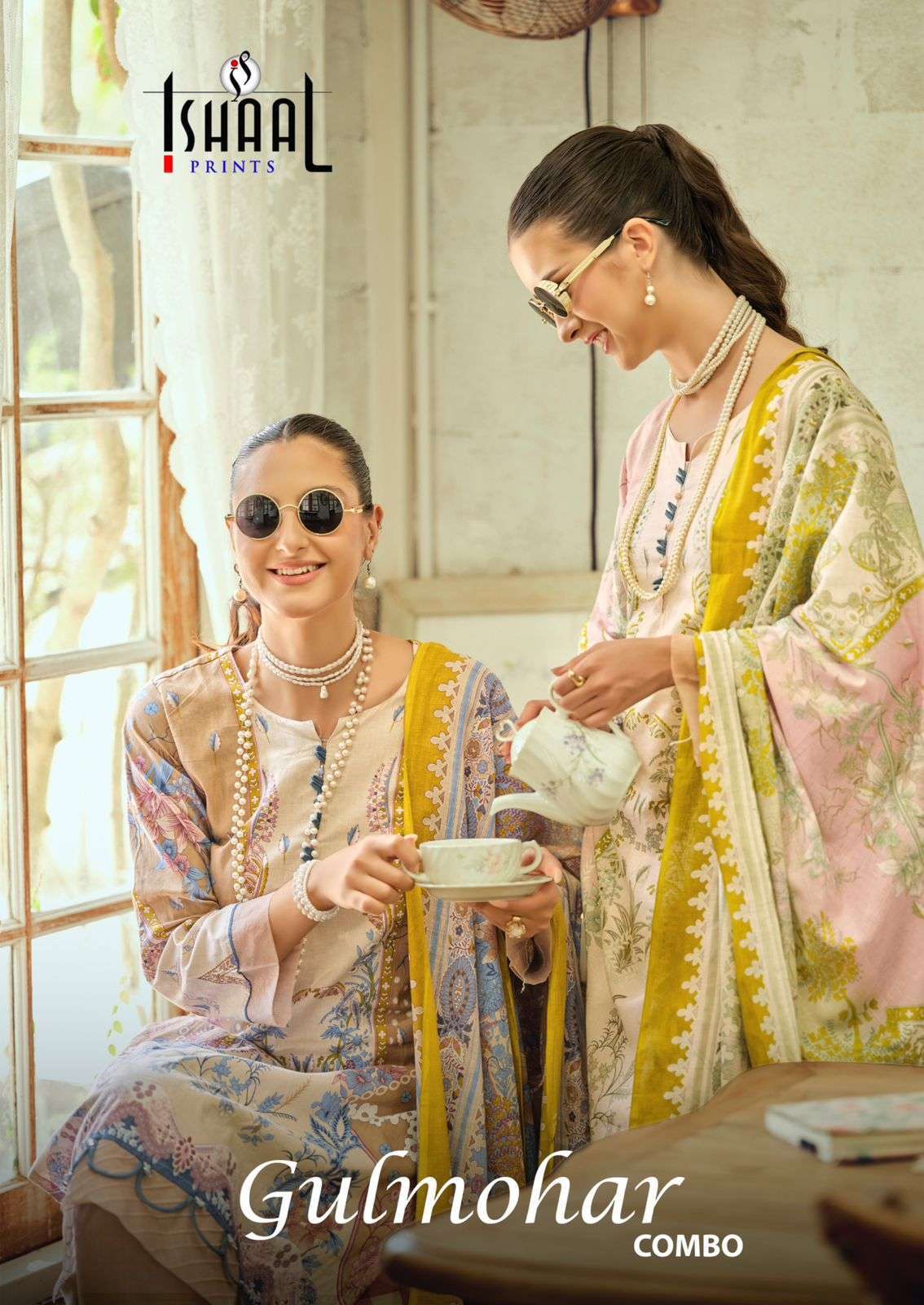 ISHAAL PRINT GULMOHAR COMBO NEW PURE LAWN COTTON SUIT WHOLESALER 