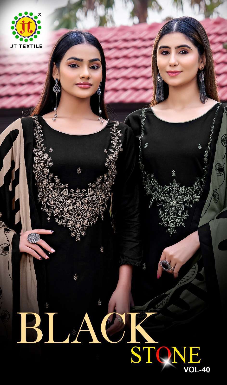 JT BLACK STONE VOL 40 RAYON SEQUENCE EMBROIDERY SUIT WHOLESALER BEST RATE 2026