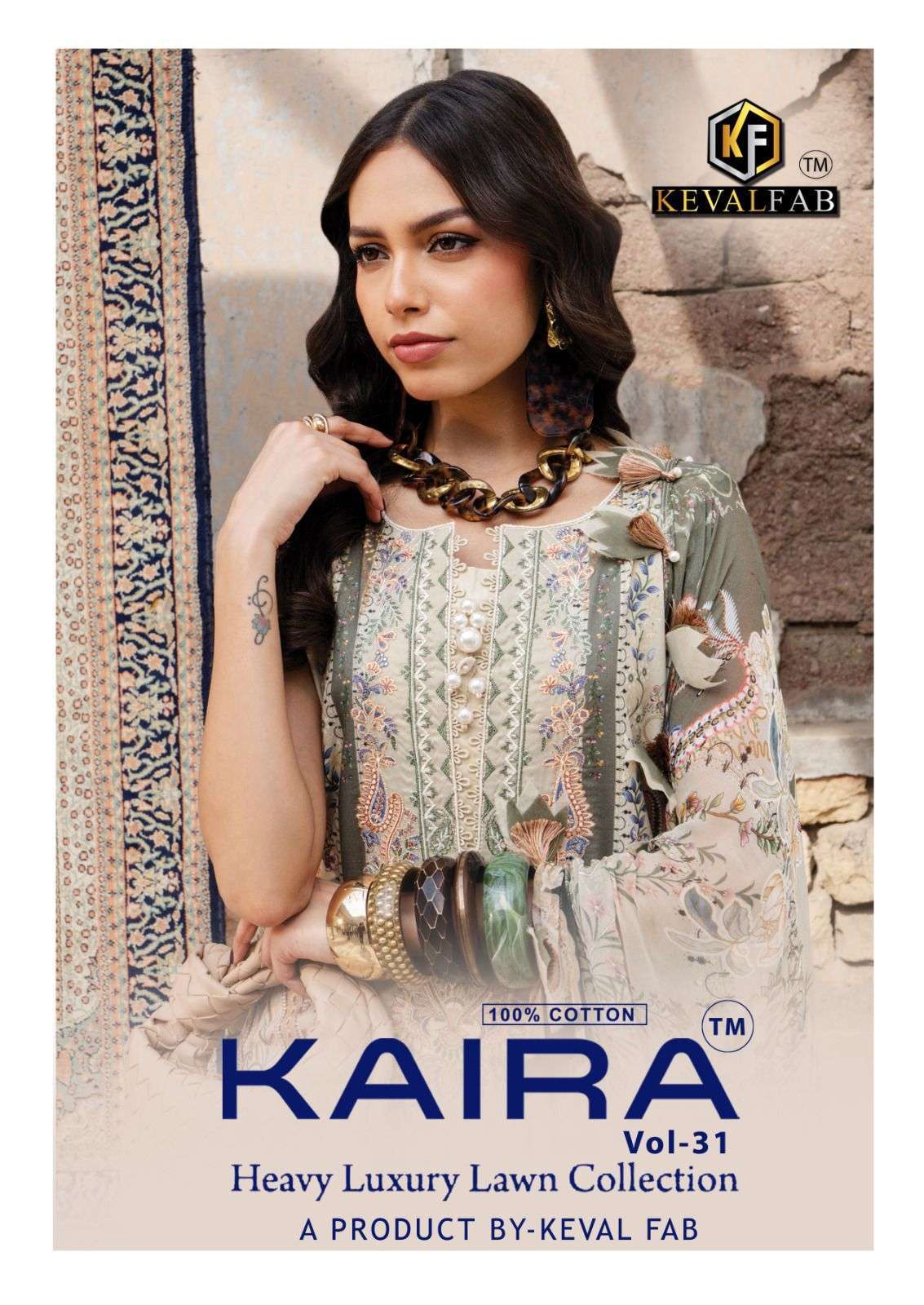 KEVAL FAB KAIRA VOL 31 LAWN COTTON PRINTED SUIT COLLECTION WHOLESALE PRICE 