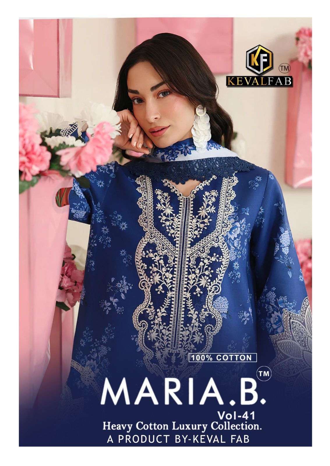 KEVAL FAB MARIA B VOL 41 PRINTED COTTON SUIT WHOLESALE PRICE
