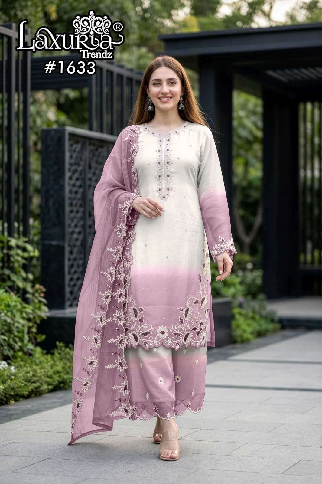 LAXURIA TRENDZ 1633 FANCY WORK READYMADE 3 PIECE PAKISTANI STYLE DRESS EXPORTER 