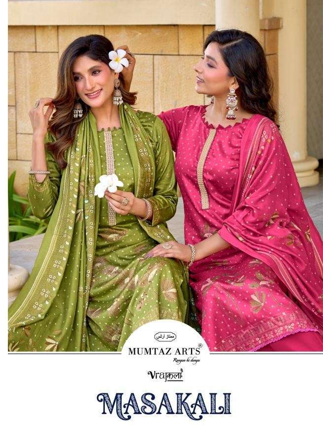 MUMTAZ ARTS MASAKALI VISCOSE JAM DISCHARGE PRINT EMBROIDERY SALWER KAMEEZ BEST RATE 2026