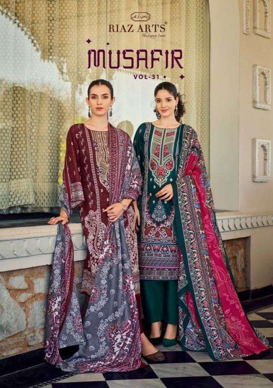 MUMTAZ ARTS MUSAFIR VOL 31 CAMBRIC COTTON FANCY EMBROIDERY SUIT WHOLESALER BEST RATE 