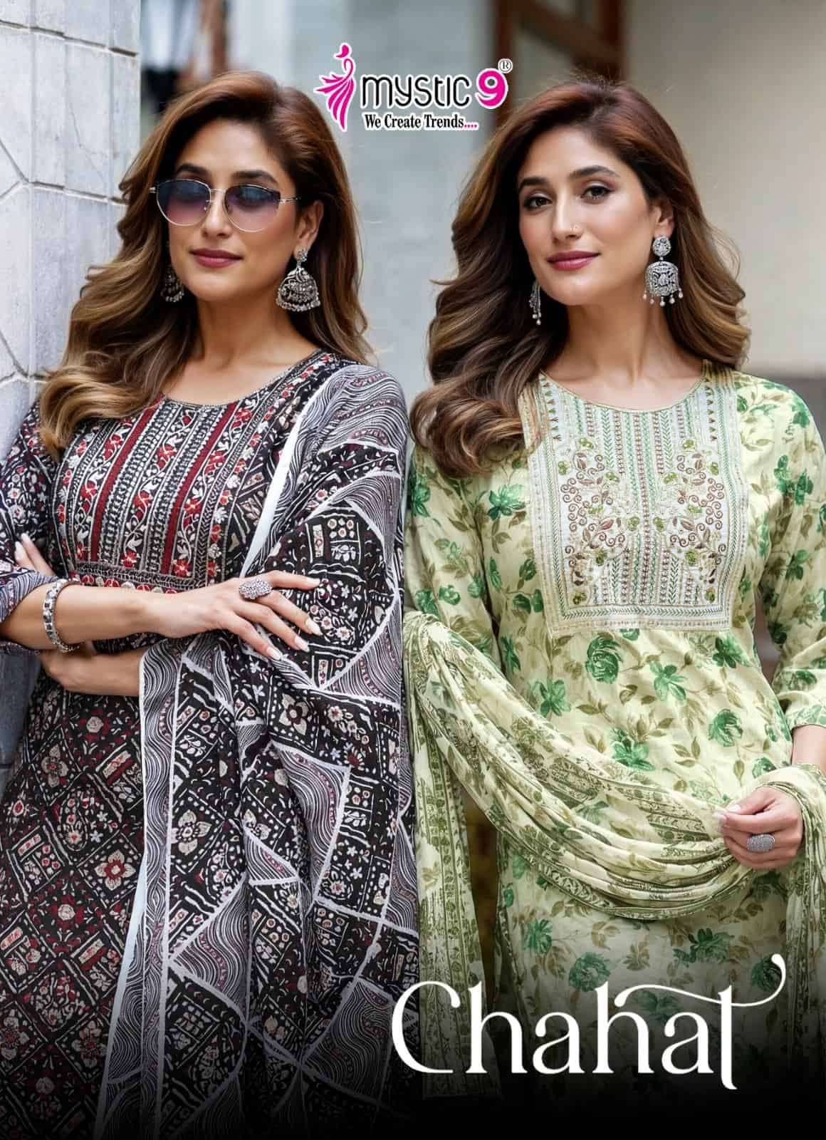 MYSTIC 9 CHAHAT VOL 1 SERIES RAYON CAPSULE PRINTED READYMADE 3 PIECE SET WHOLESALER 