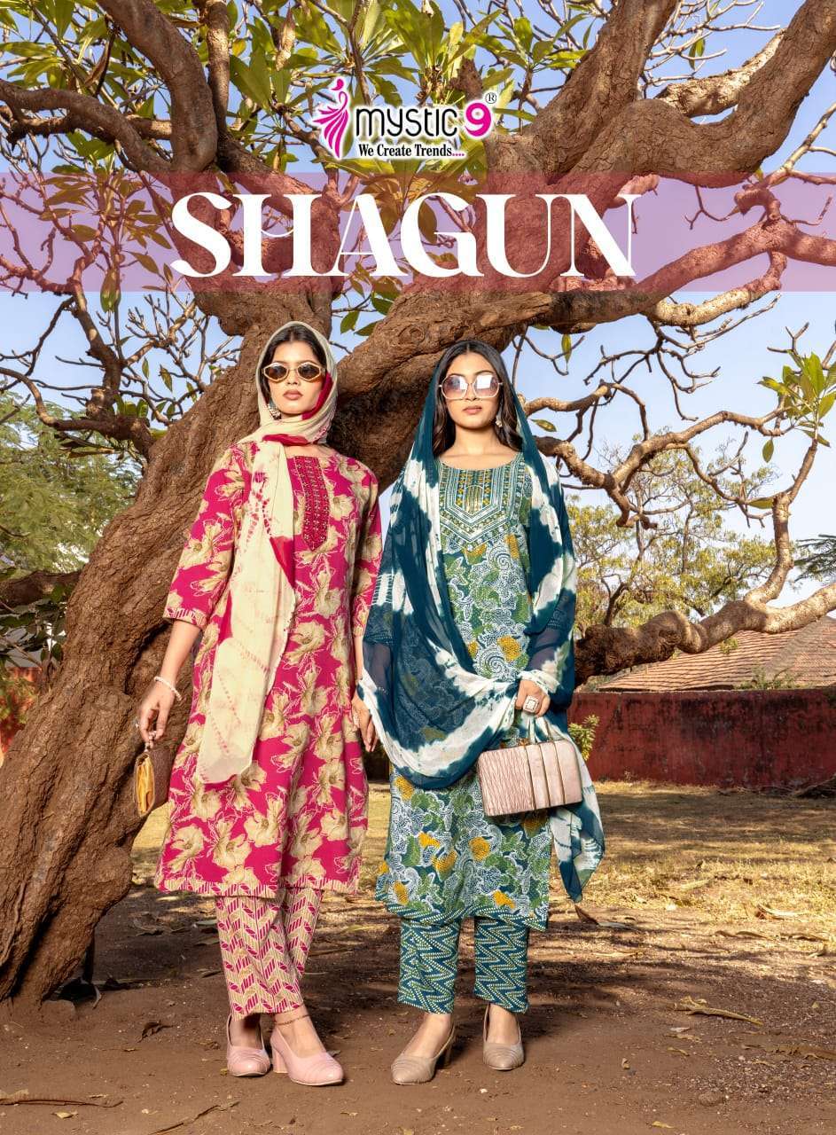 MYSTIC 9 SHAGUN VOL 28 PREMIUM RAYON CAPSULLA PRINT SUIT WHOLESALER BEST RATE 