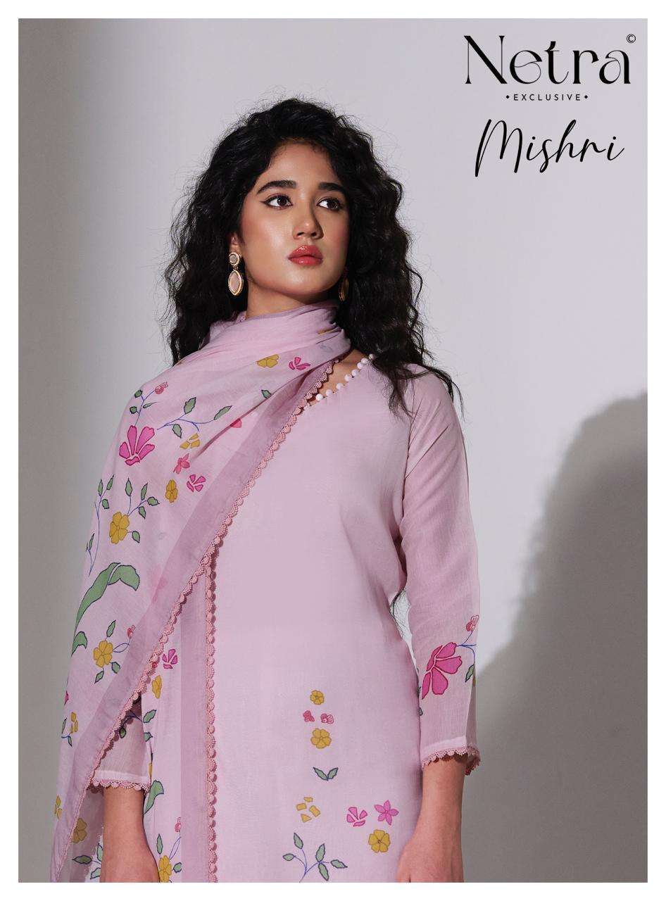 NETRA MISHRI MAL CHANDERI DIGITAL PRINT HAND WORK SALWER KAMEEZ BEST RATE 