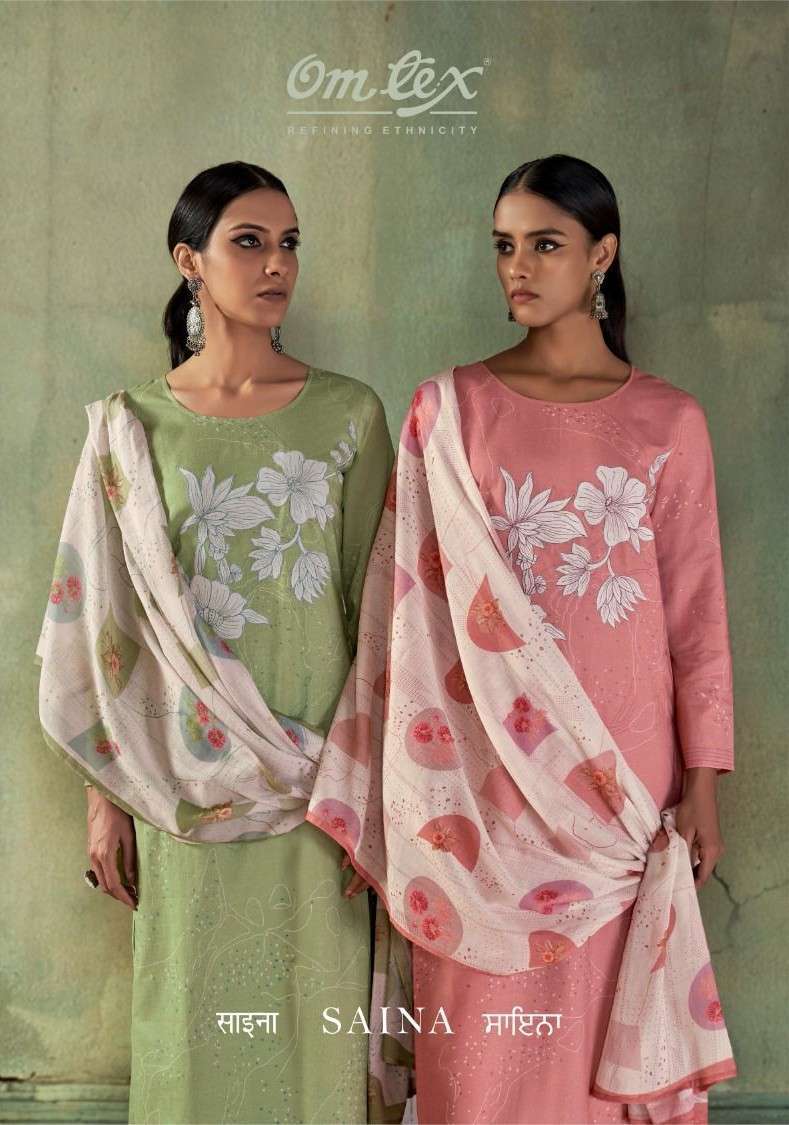 OMTEX SAINA LAWN COTTON PRINT EMBROIDERY SUIT WHOLESALER BEST RATE 