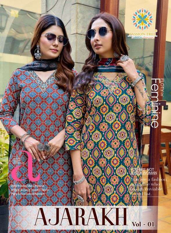 PASSION TREE AJARAKH VOL 1 COTTON READYMADE 3 PCS SET WHOLESALER BEST RATE 2026