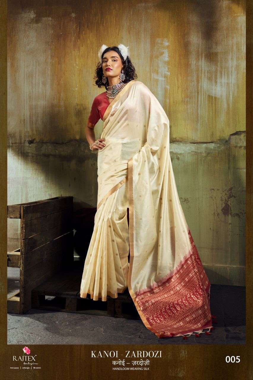 RAJTEX KANOI ZARDOSI TUSSER SILK HANDLOOM WEAVING DESIGNER SAREE WHOLESALER 