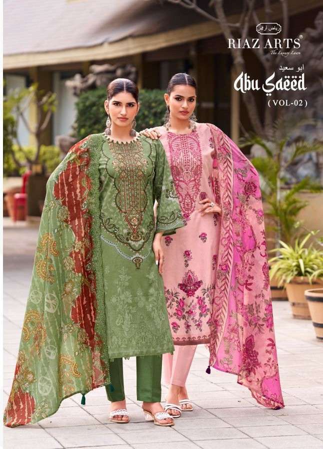 RIAZ ARTS ABU SAEED VOL 2 COTTON CAMRIC LAWN SALWER KAMEEZ SUIT WHOLESALER 