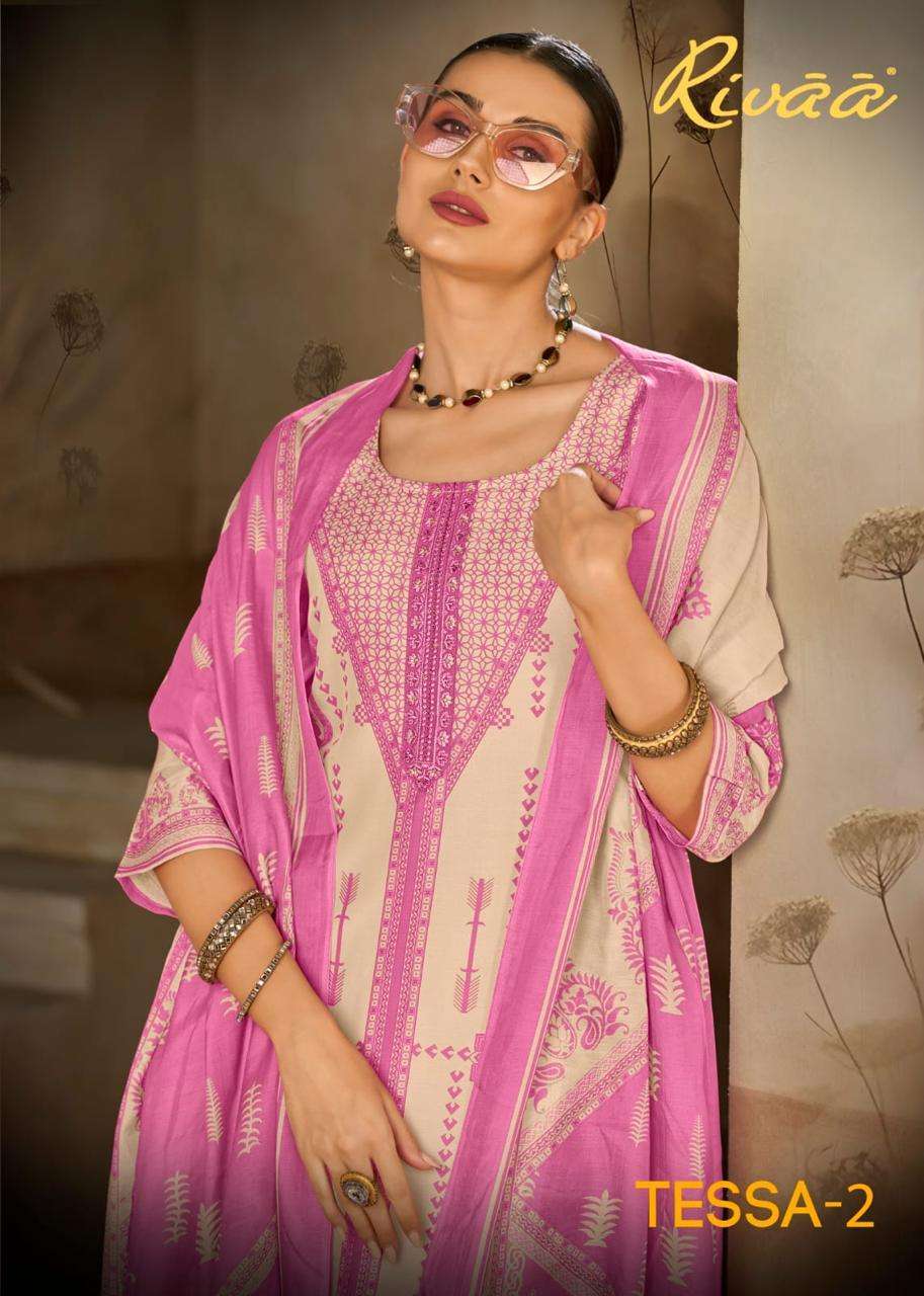 RIVAA TESSA VOL 2 BEMBERG SILK PRINT EMBROIDERED SUIT BEST RATE COLLECTION 2026