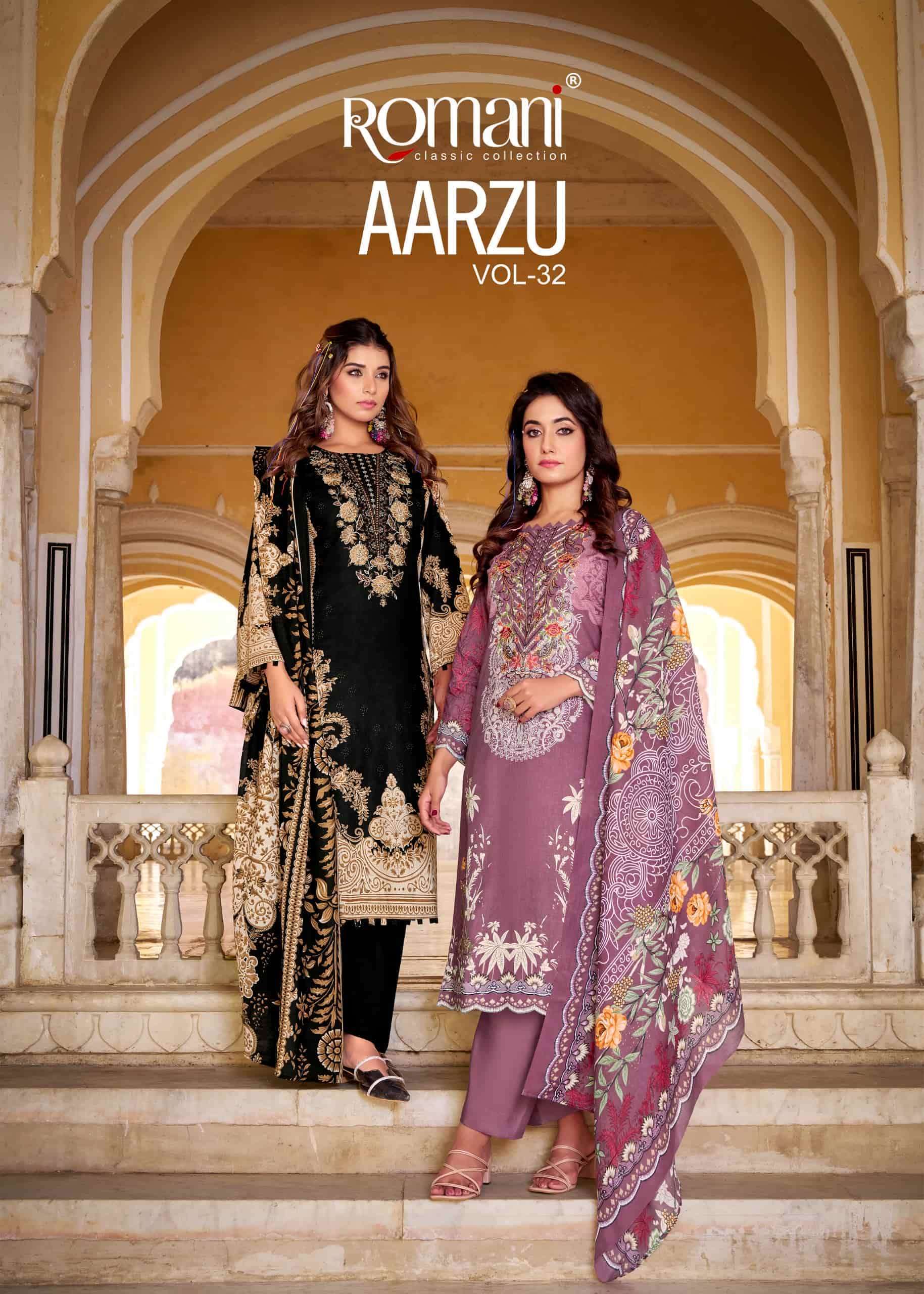 ROMANI AARZU VOL 32 SOFT COTTON PRINT SALWER KAMEEZ BEST RATE DEALER IN SURAT 