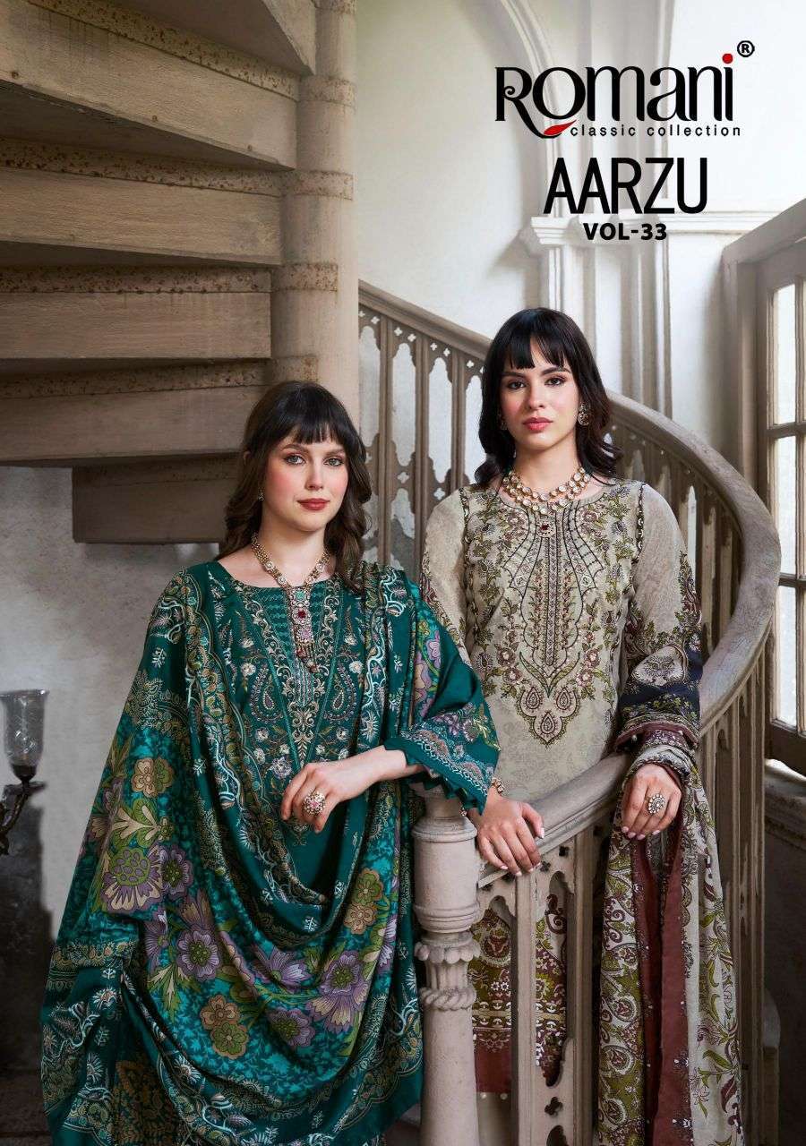 ROMANI AARZU VOL 33 SOFT COTTON PRINT SALWER KAMEEZ BEST RATE DEALER IN SURAT 