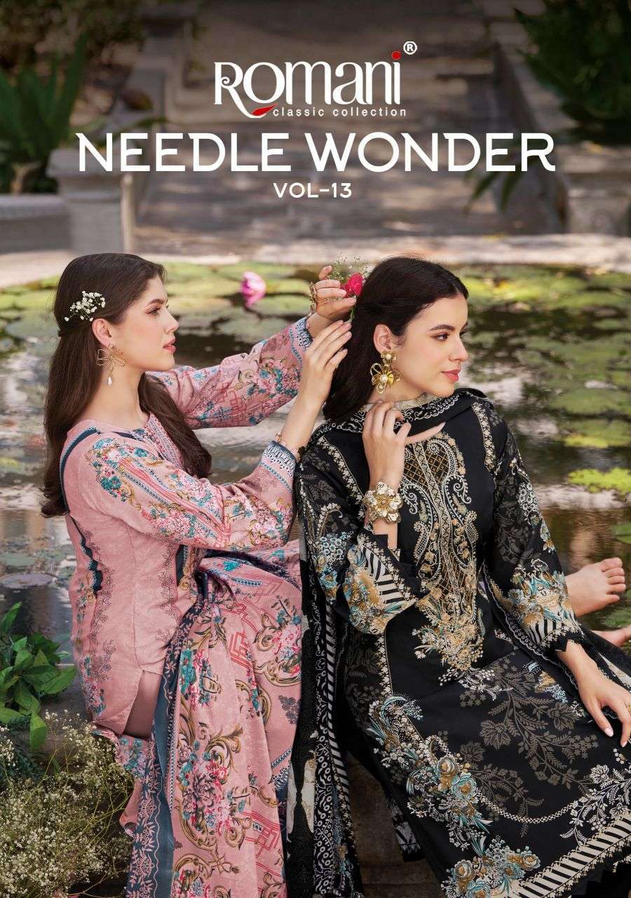 ROMANI NEEDLE WONDER VOL 13 SOFT COTTON PRINTED SUIT WHOLESALER BEST RATE 
