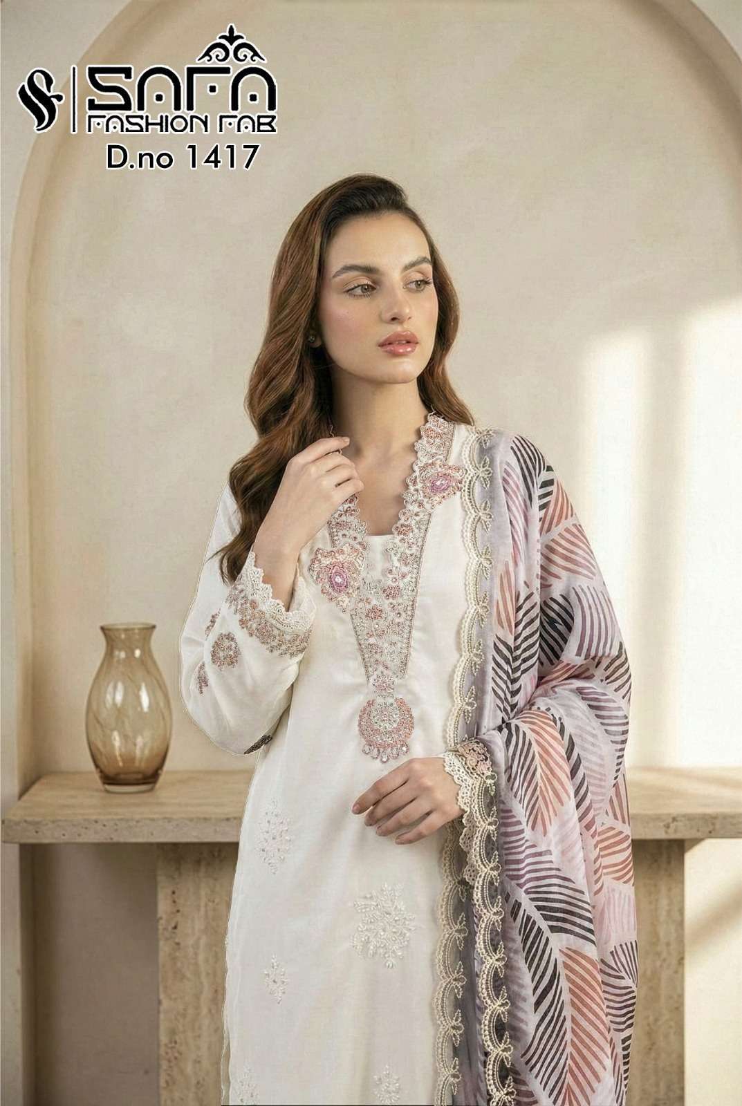 SAFA FASHION FAB 1417 FANCY EMBROIDERED SOFT READYMADE SALWER KAMEEZ BEST RATE 