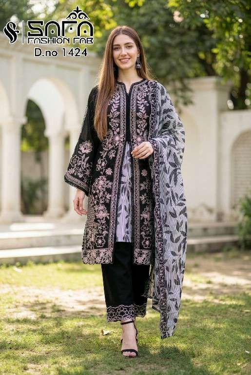 SAFA FASHION FAB 1424 COLORS CHIFFON READYMADE 3 PCS SET WHOLESALER 