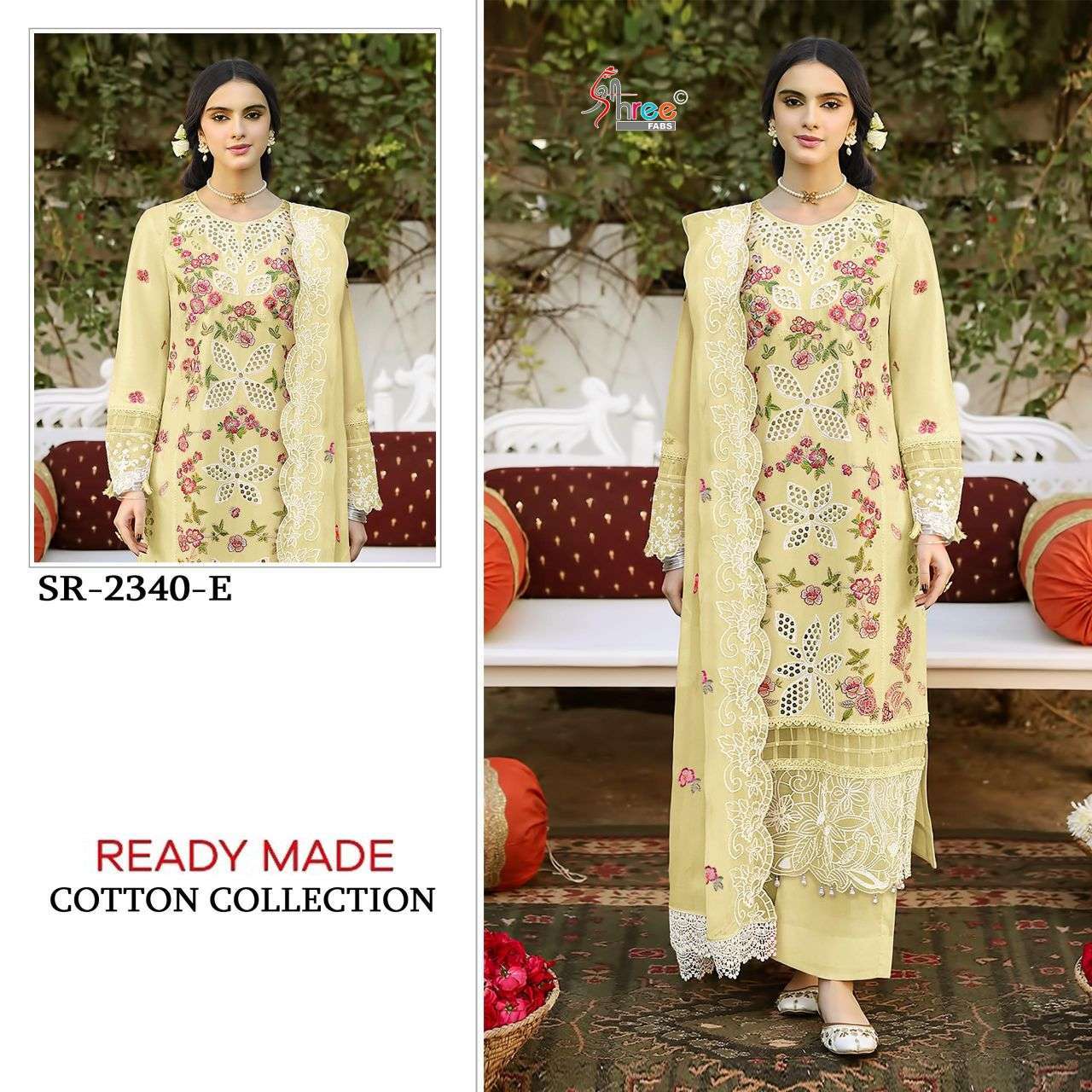 SHREE FAB 2340 CAMBRIC COTTON READYMADE PAKISTANI SUIT WHOLESALER BEST RATE 