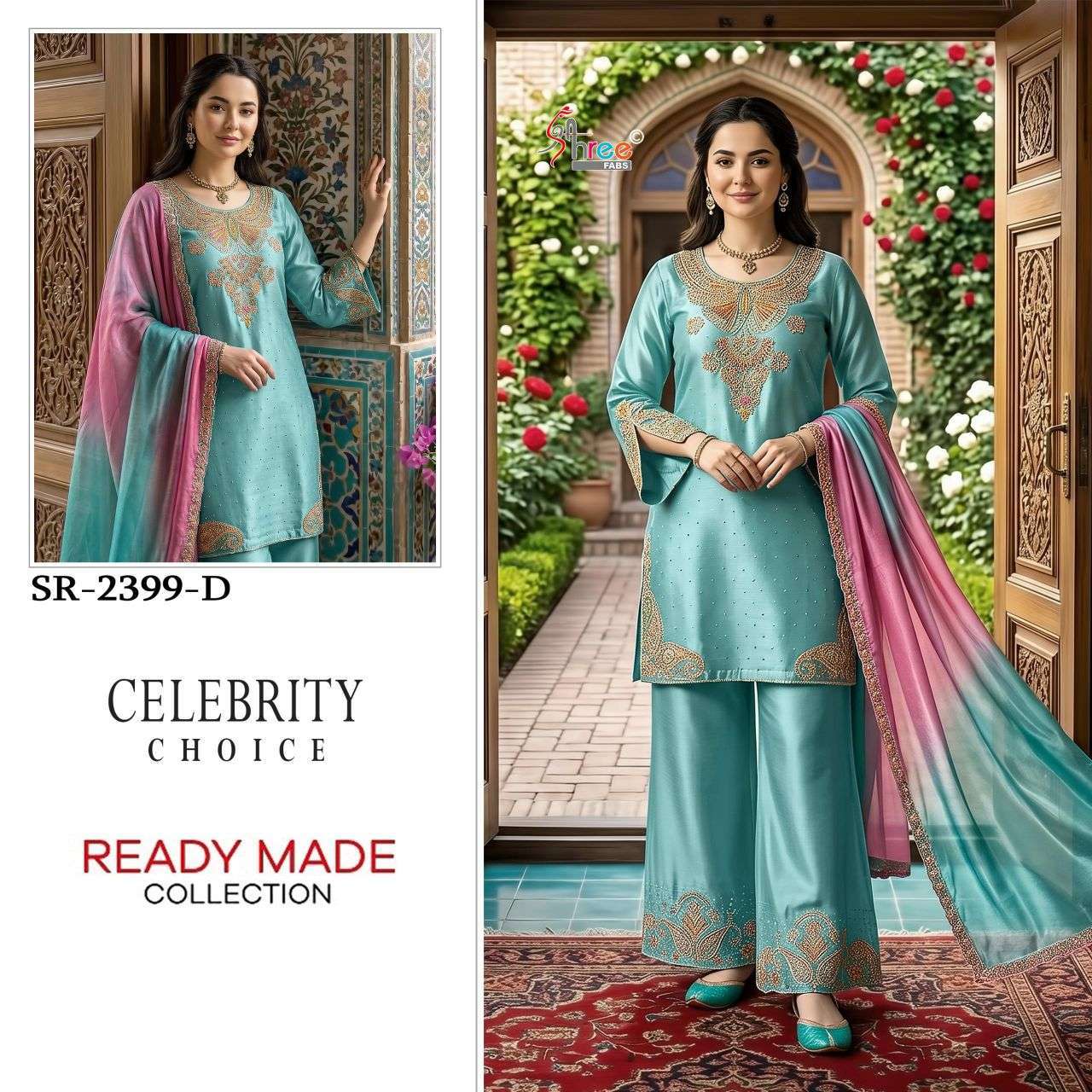 SHREE FAB 2399 COLORS SATIN VISCOSE HEAVY WORK READYMADE SUIT WHOLESALER BEST RATE 2026