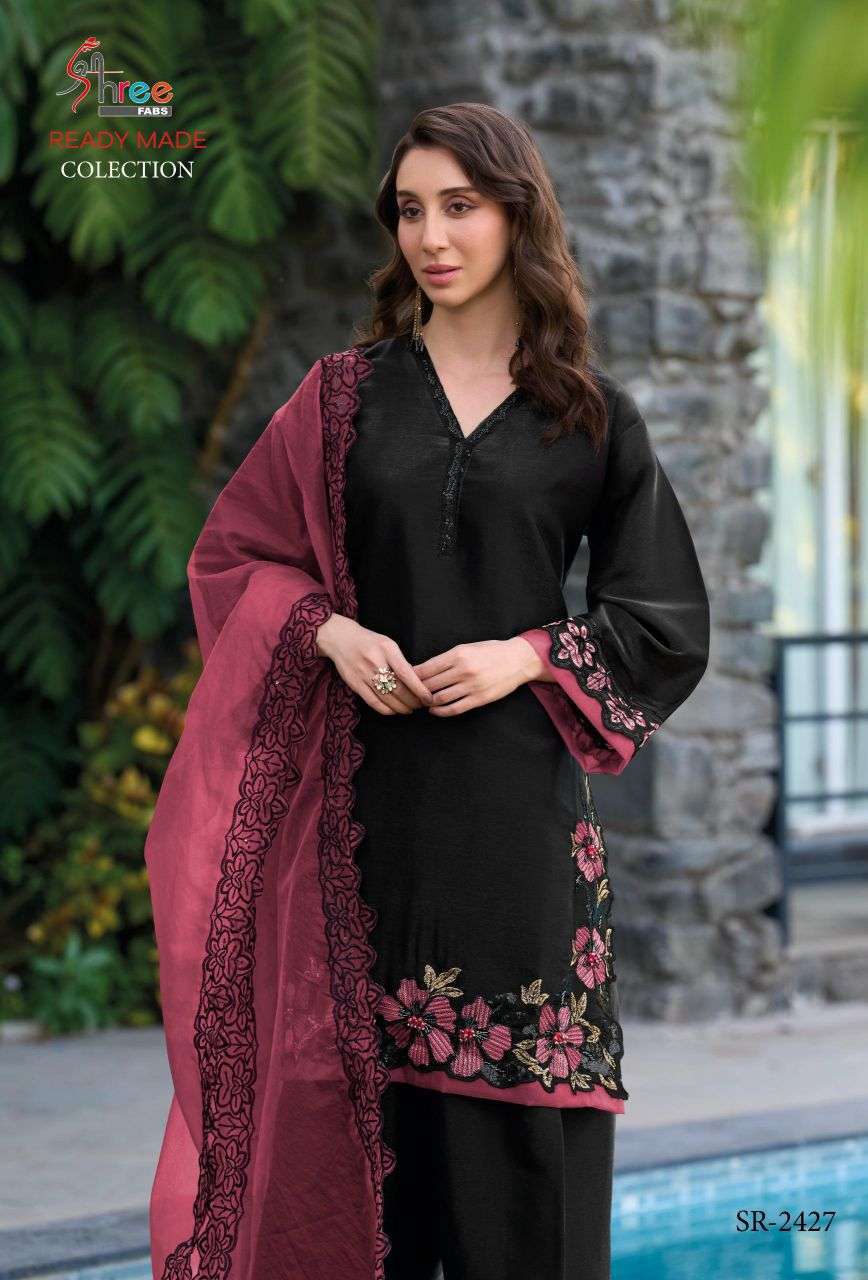 SHREE FAB 2427 NEW COLORS VISCOSE SATEEN KHATLI WORK READYMADE SALWER KAMEEZ BEST RATE 
