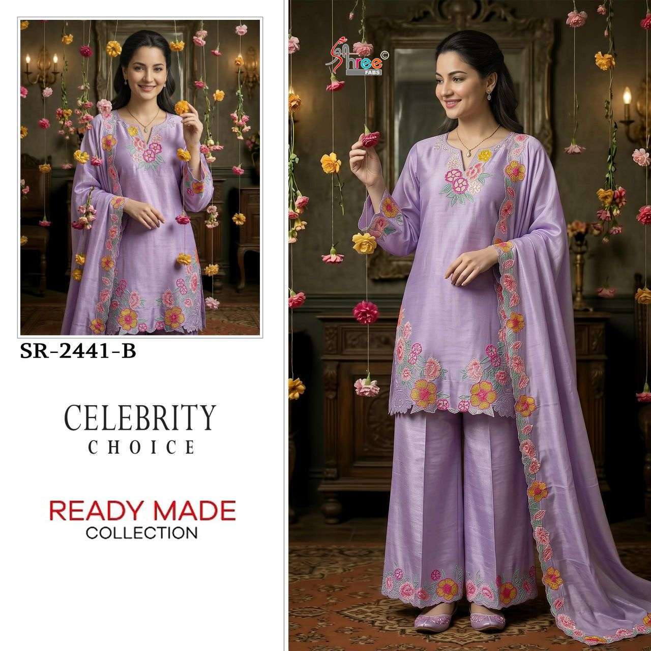 SHREE FAB 2441 COLORS VISCOSE SATIN READYMADE FANCY WORK SALWER KAMEEZ BEST RATE 2026