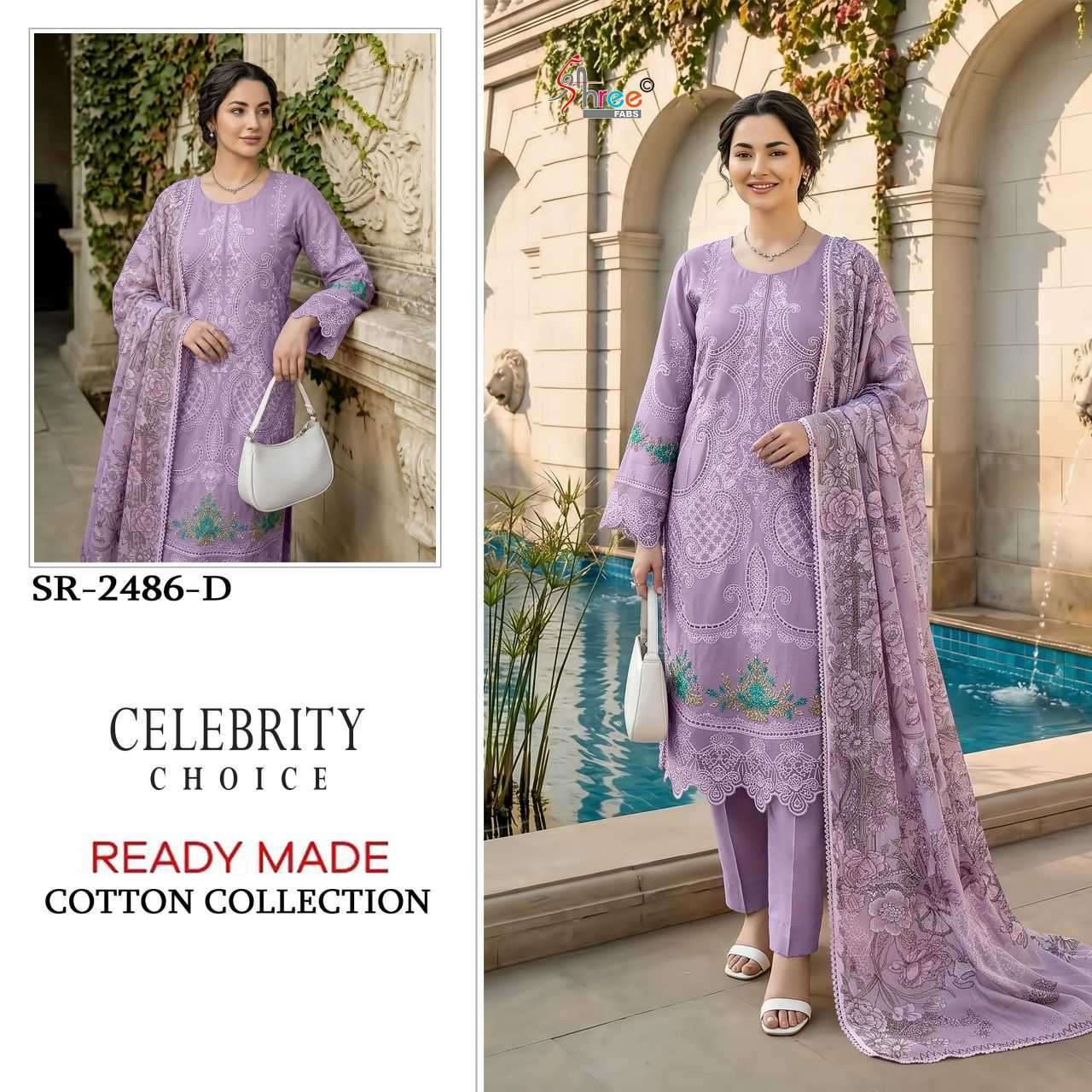 SHREE FAB 2486 DESIGNER CAMBRIC COTTON SUIT READYMADE SUIT WHOLESALER BEST RATE 