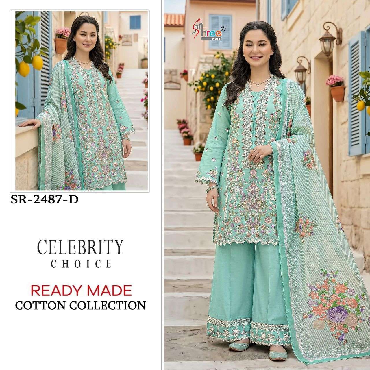 SHREE FAB 2487 CAMBRIC COTTON READYMADE SALWER KAMEEZ BEST RATE DEALER 