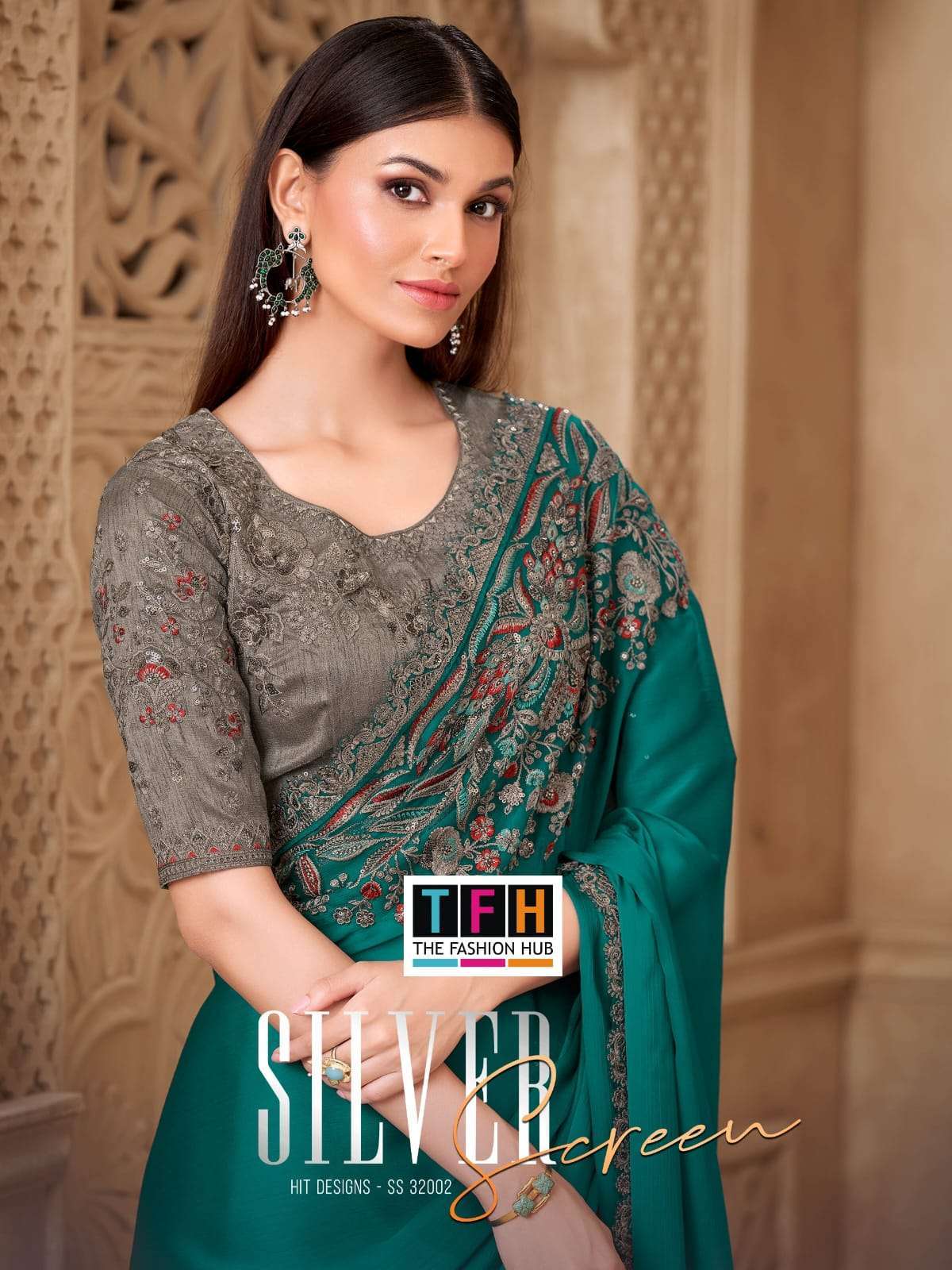 TFH SILVER SCREEN 32002 COLOURS SATIN SILK PARTY WEAR SAREE COLLECTION BEST RATE 2026