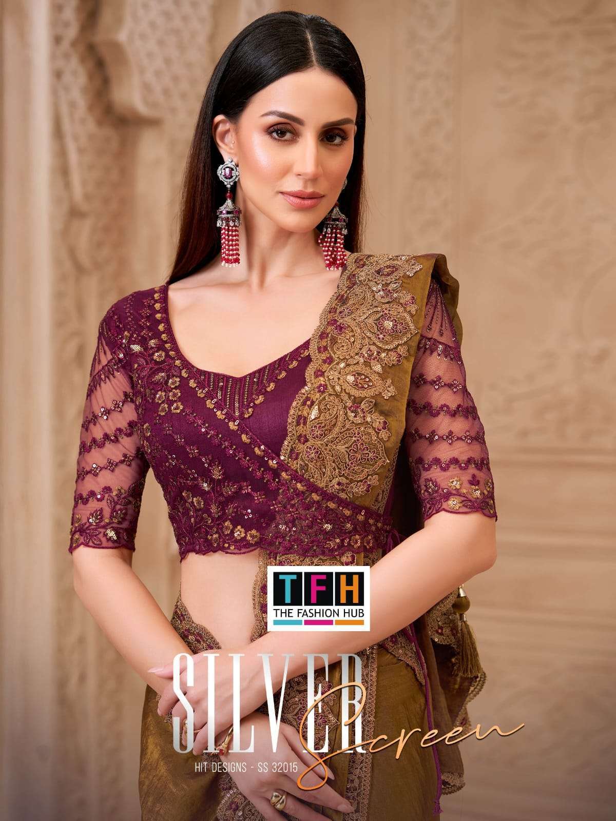 TFH SILVER SCREEN 32015 COLOURS GEORGETTE PARTY WEAR SAREE COLLECTION BEST RATE 