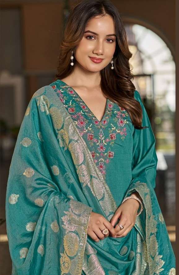 VAMIKA ZOYA VISCOSE VERTICAN HANDWORK READYMADE SUIT WHOLESALER BEST RATE 
