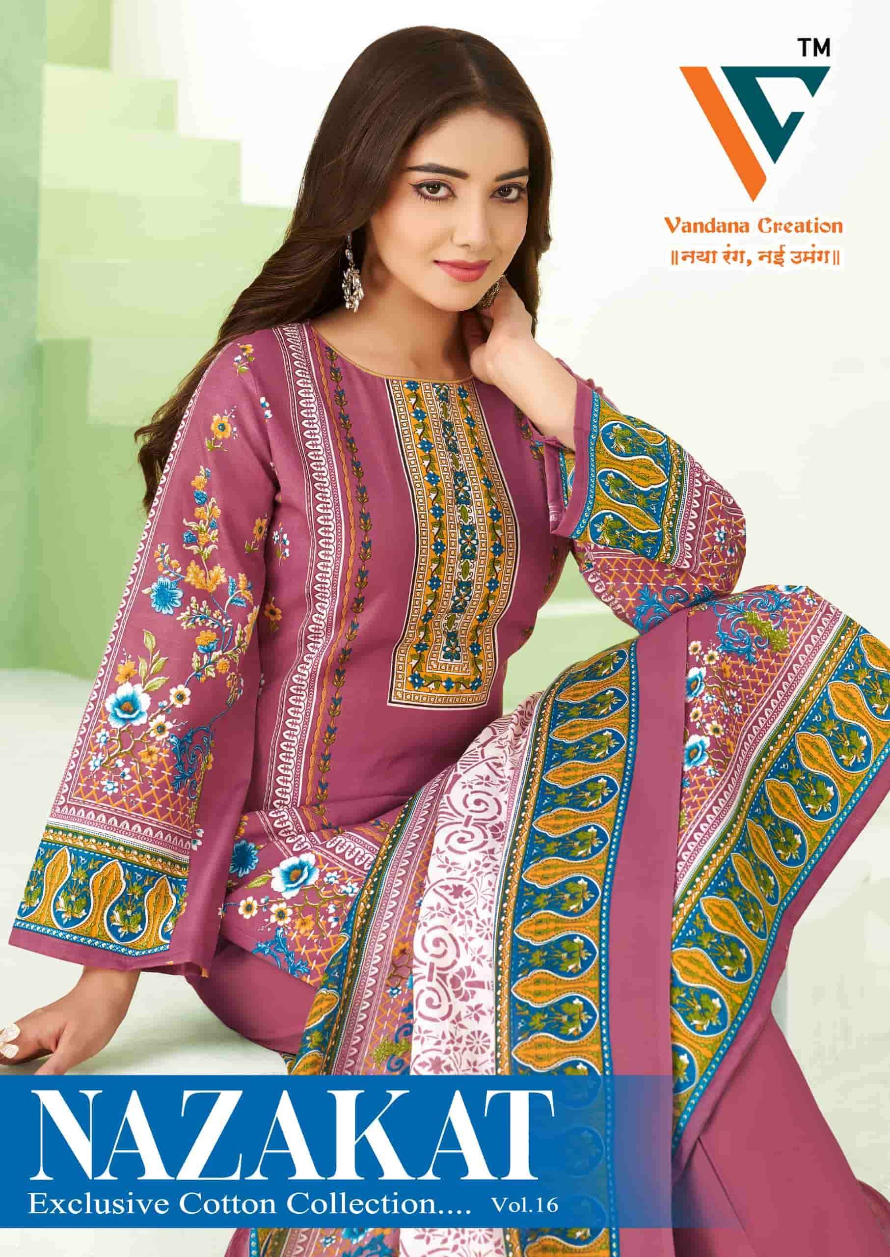 VANDANA FASHION NAZAKAT VOL 16 PRINTED COTTON SUIT WHOLESALER BEST RATE 