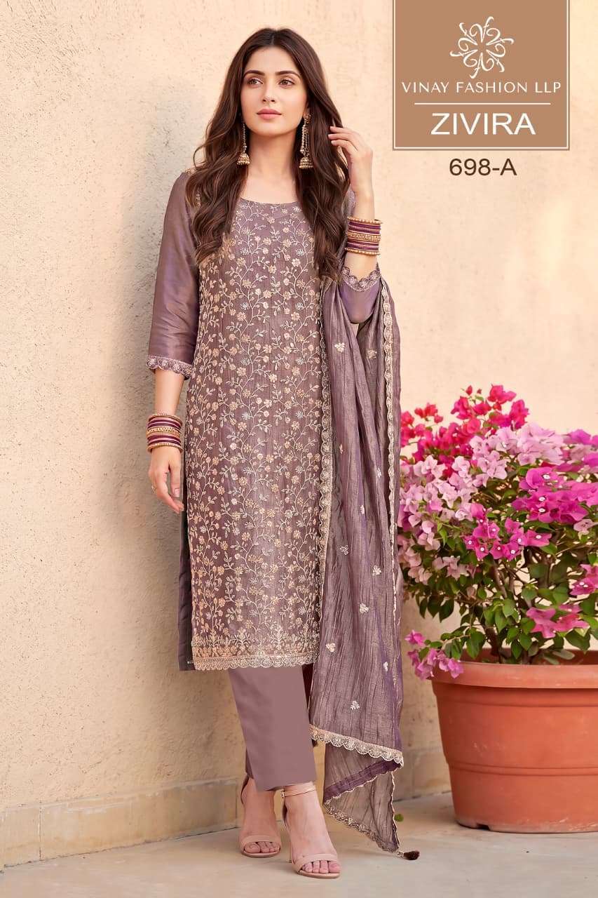 VINAY FASHION ZIVIRA SOFT SILK SEQUENCE EMBROIDERED DESIGNER SALWER KAMEEZ BEST RATE 2026