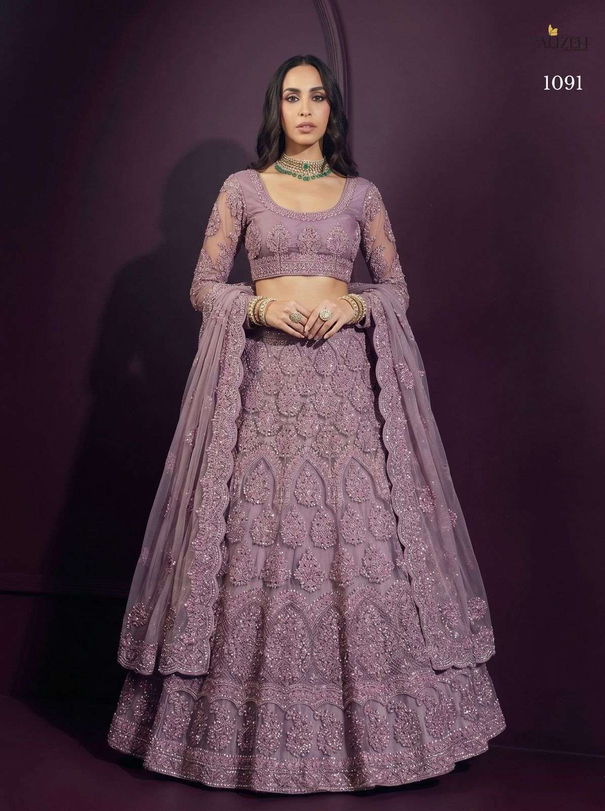 ALIZEH 1091 TO 1095 SERIES WHOLESALER DESIGNER LEHNGA COLLECTION EXPORTERS 