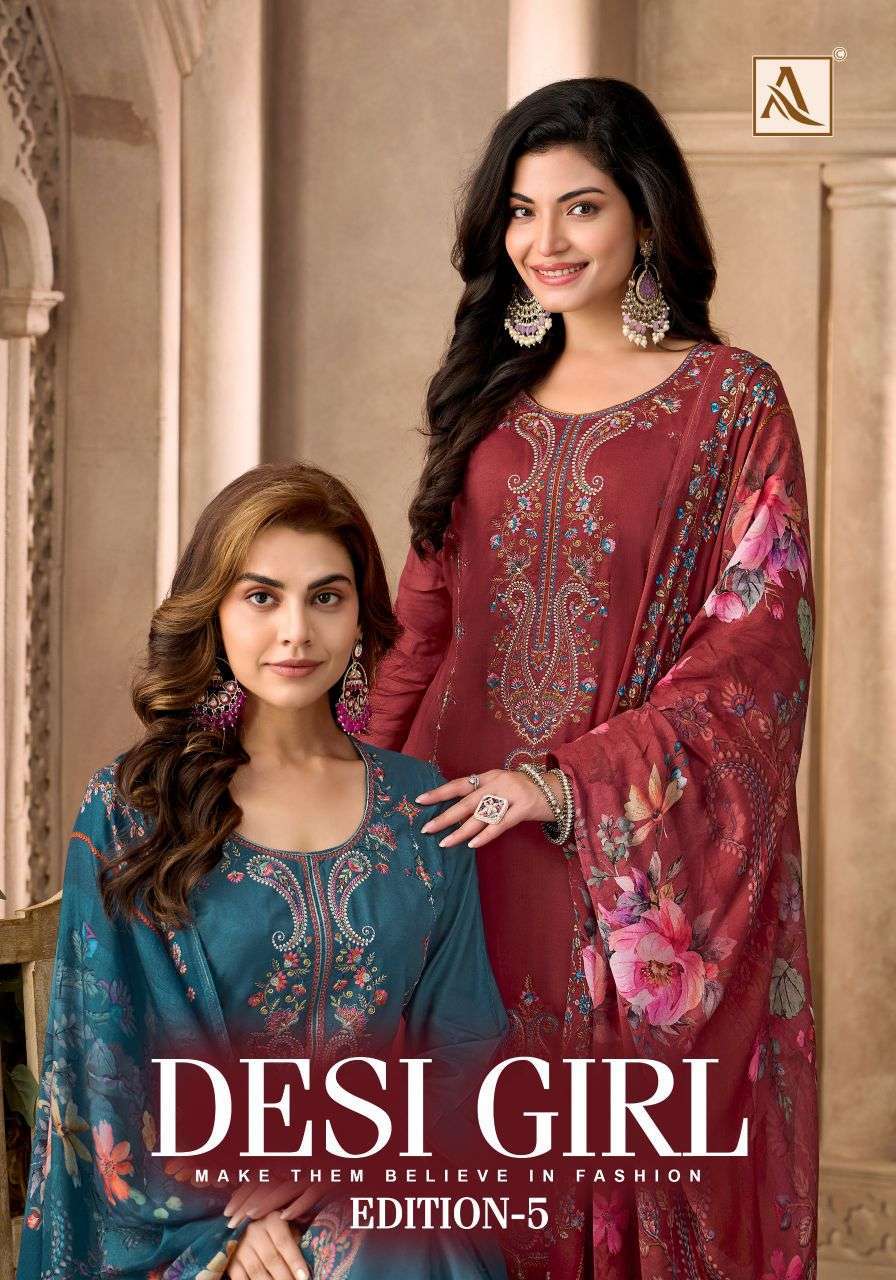 ALOK SUIT DESI GIRL VOL 5 VISCOSE MUSLIN EMBROIDERED SALWER KAMEEZ 