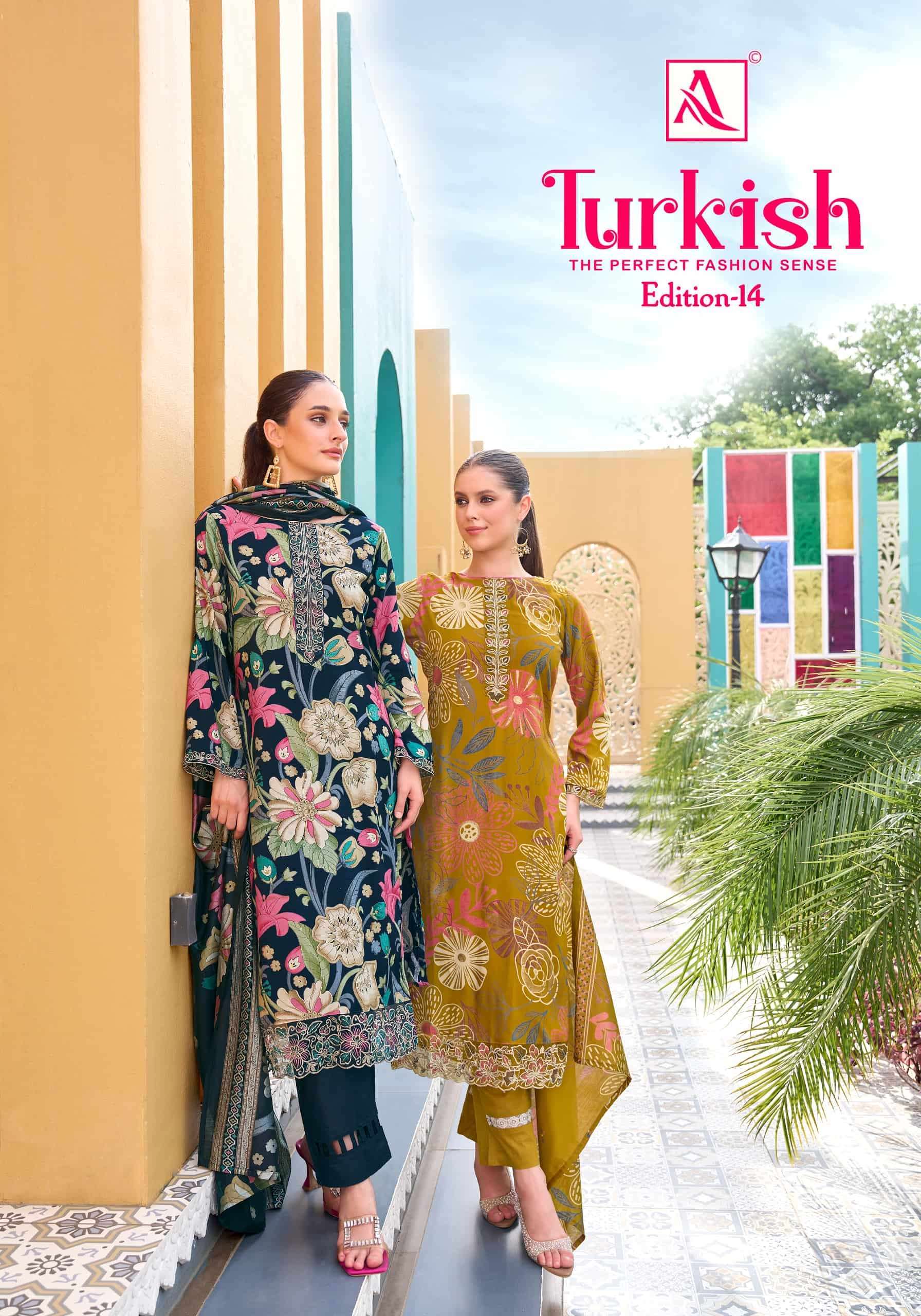 ALOK SUIT TURKISH VOL 14 VISCOSE RAYON SALWER KAMEEZ BEST RATE DEALER 