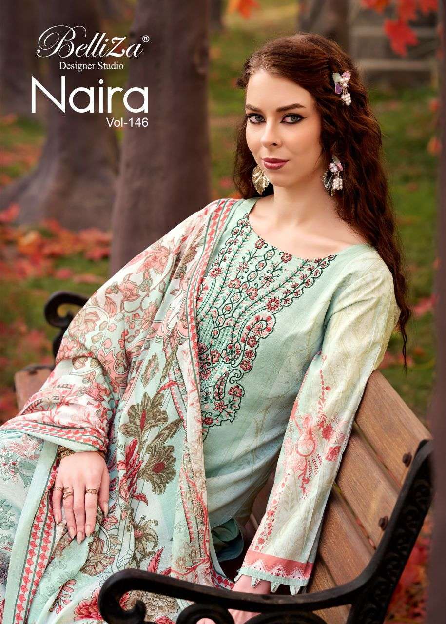 BELLIZA DESIGNER NAIRA VOL 146 PURE COTTON DESIGNER SALWER KAMEEZ BEST RATE 
