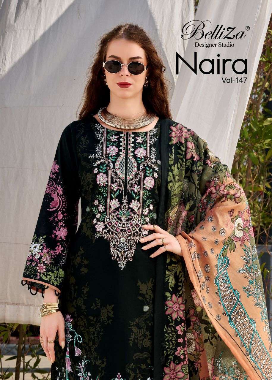 BELLIZA DESIGNER NAIRA VOL 147 PURE COTTON DESIGNER SALWER KAMEEZ BEST RATE 