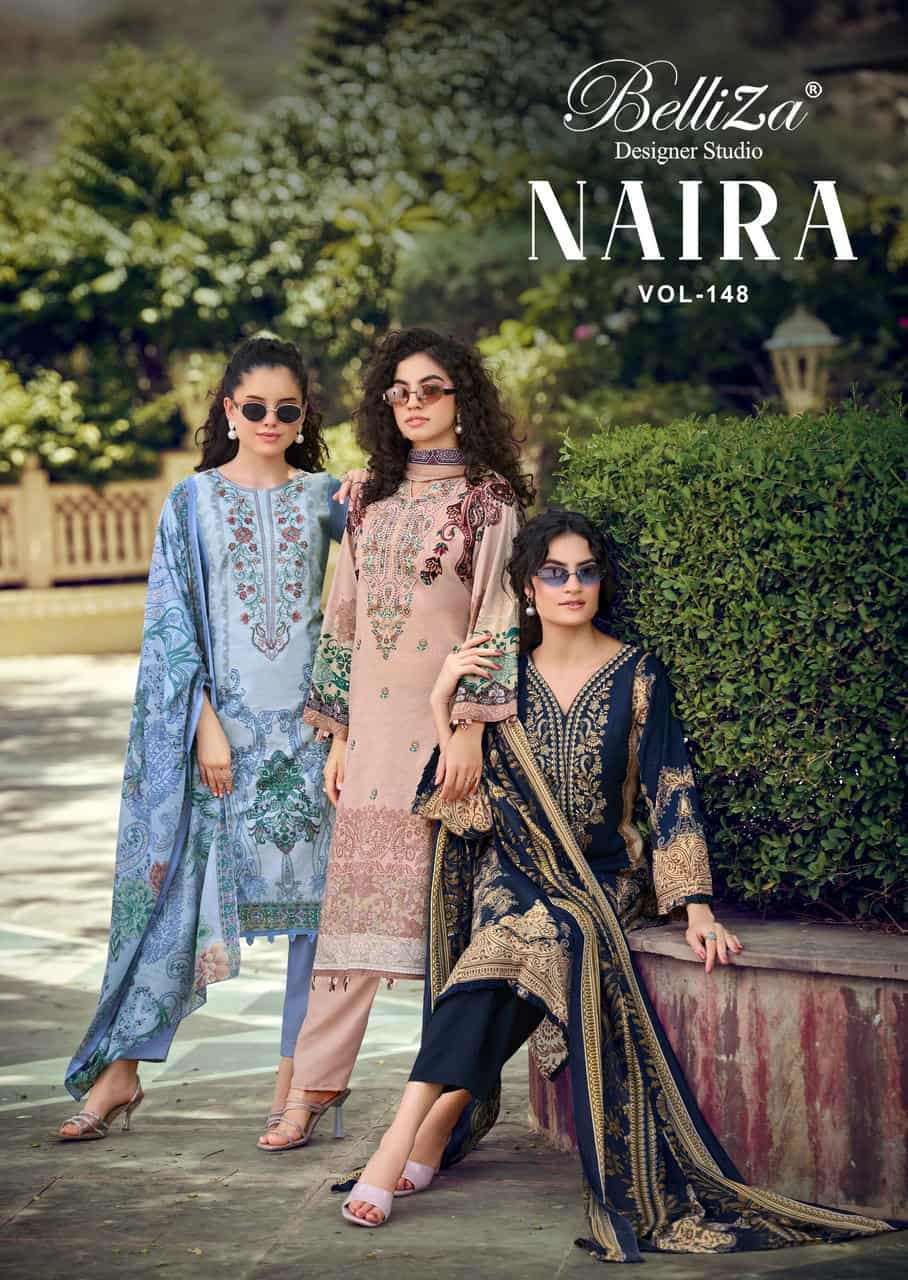 BELLIZA DESIGNER NAIRA VOL 148 PURE COTTON DESIGNER SALWER KAMEEZ BEST RATE 