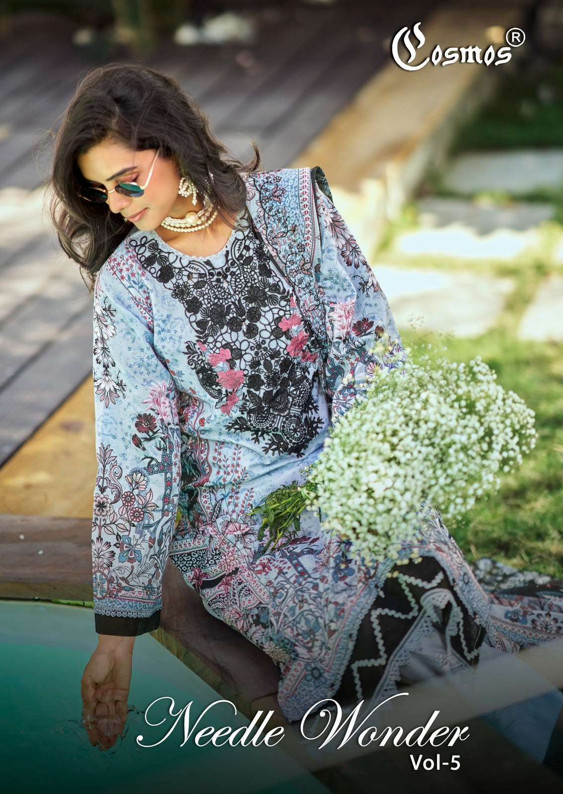 COSMOS NEEDLE WONDER VOL 5 PAKISTANI LAWN COTTON SUIT CATALOGUE DEALER 