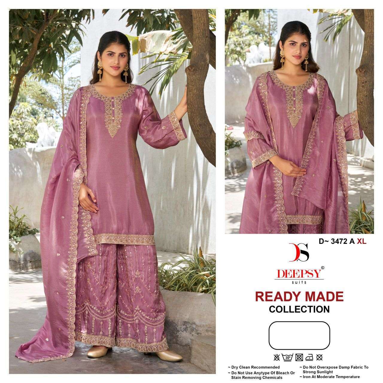 DEEPSY SUIT 3472 TISSUE SILK HEAVY WORK READYMADE SALWER KAMEEZ 