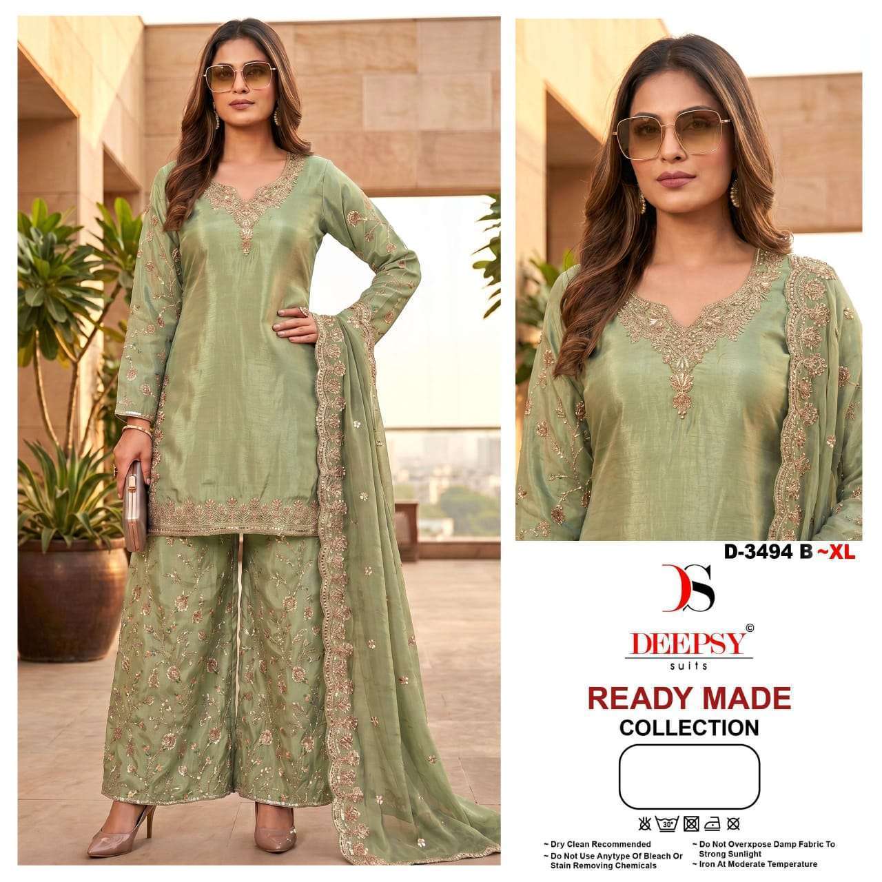 DEEPSY SUIT 3494 COLORS TISSUE SILK BEADS WORK READYMADE SALWER KAMEEZ BEST RATE 