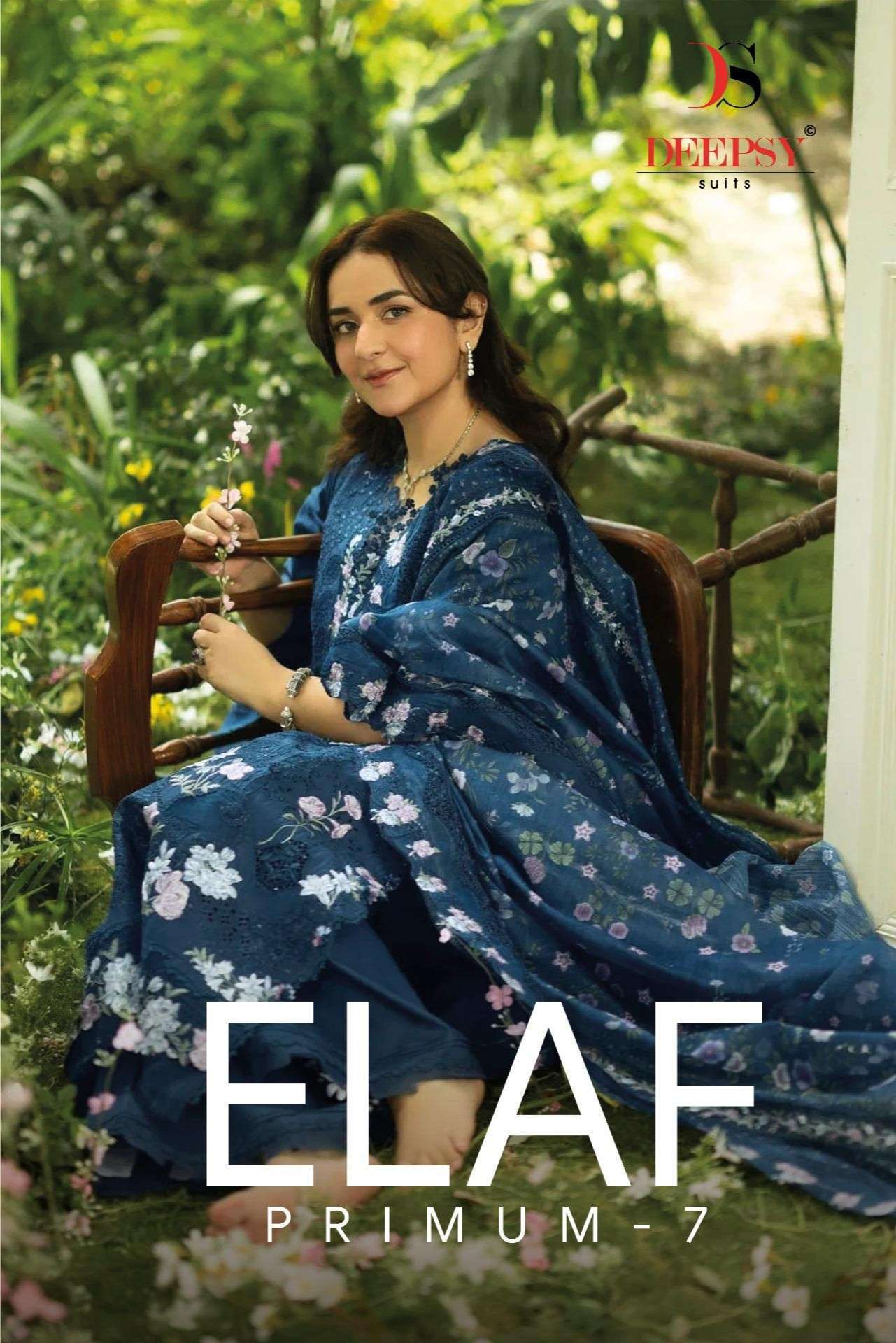 DEEPSY SUIT ELAF PREMIUM 7 COTTON FANCY WORK PAKISTANI STYLE DRESS EXPORTERS 