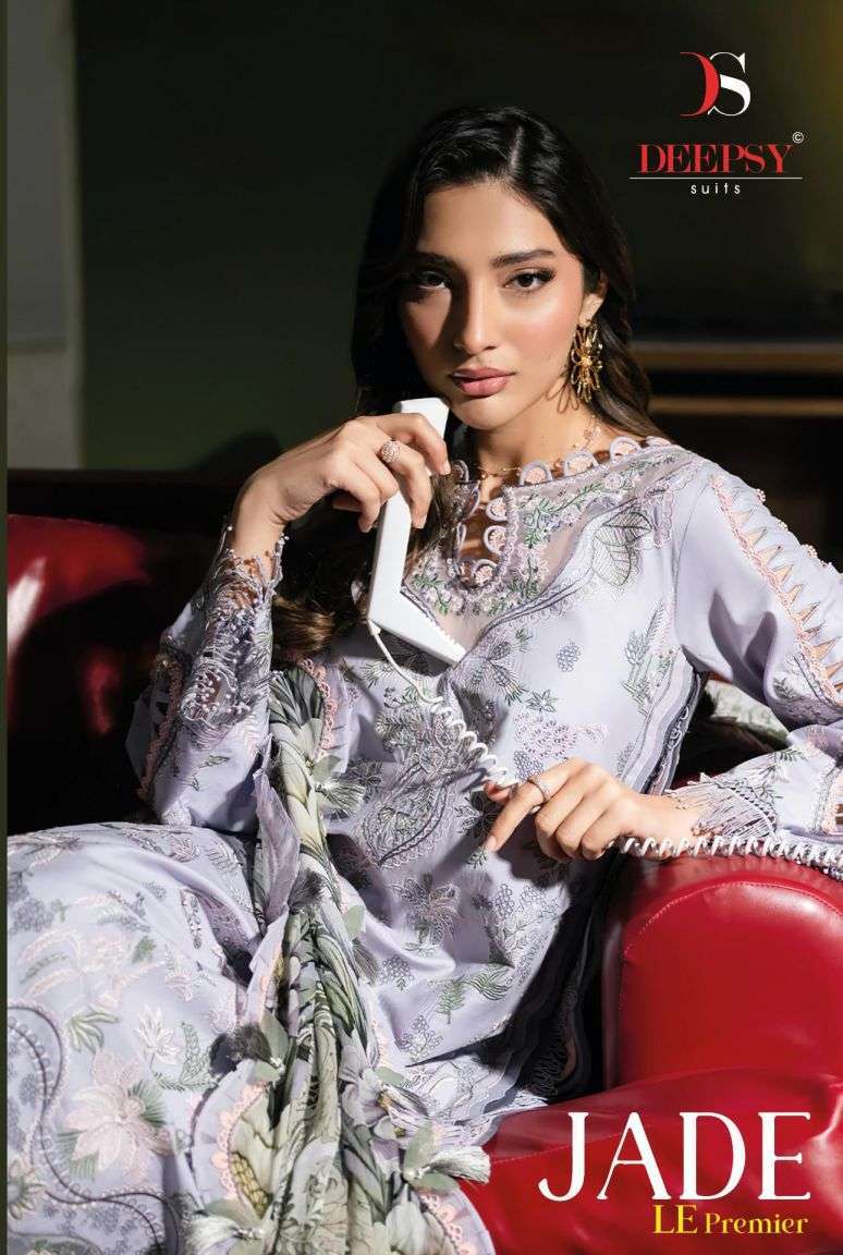 DEEPSY SUIT JADE LE PREMIUM HEAVY SELF EMBROIDERED COTTON PAKISTANI SALWER KAMEEZ BEST RATE 