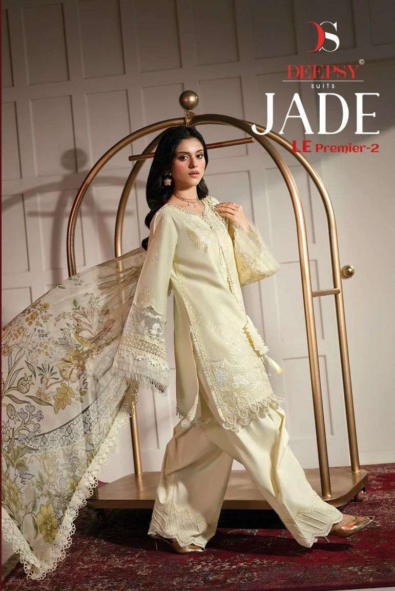 DEEPSY SUIT JADE LE PREMIUM VOL 2 HEAVY SELF EMBROIDERED COTTON PAKISTANI SALWER KAMEEZ BEST RATE 